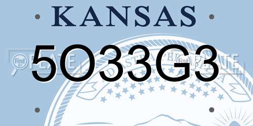 5O33G3 Kansas License Plate