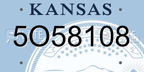 5O58108 Kansas License Plate
