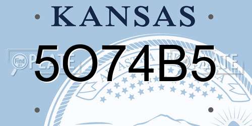 5O74B5 Kansas License Plate