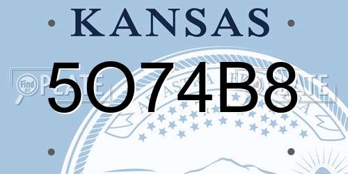 5O74B8 Kansas License Plate