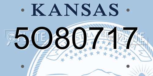 5O80717 Kansas License Plate