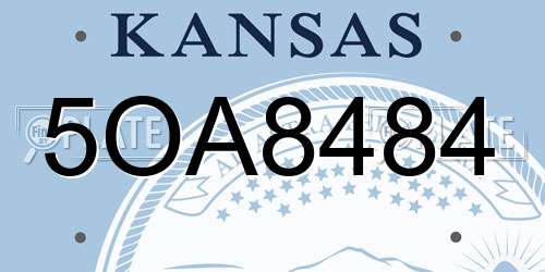 5OA8484 Kansas License Plate
