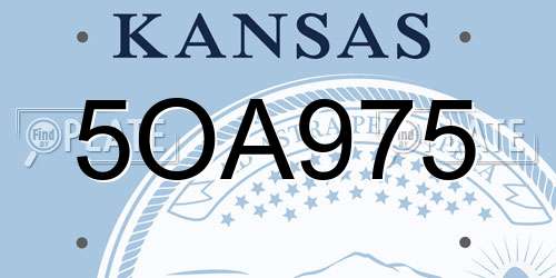 5OA975 Kansas License Plate