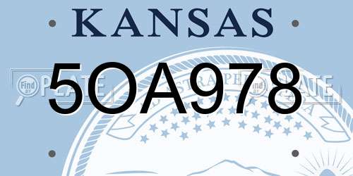 5OA978 Kansas License Plate