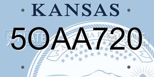 5OAA720 Kansas License Plate