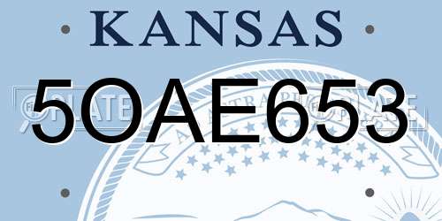 5OAE653 Kansas License Plate