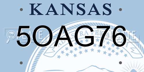5OAG76 Kansas License Plate