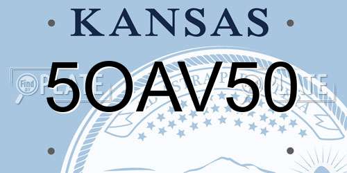 5OAV50 Kansas License Plate