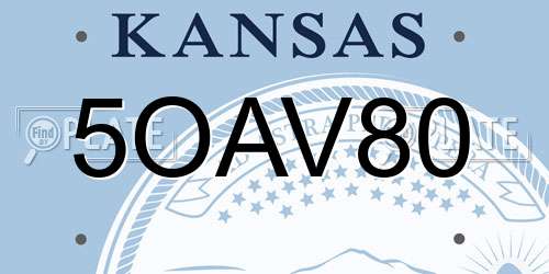 5OAV80 Kansas License Plate