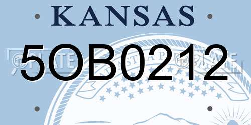 5OB0212 Kansas License Plate