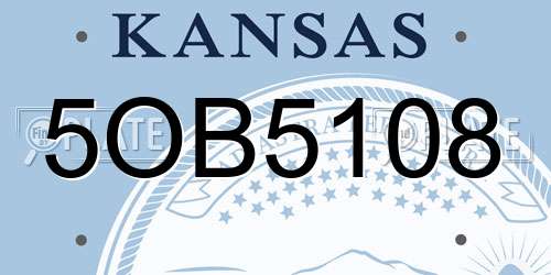 5OB5108 Kansas License Plate