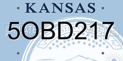 5OBD217 Kansas License Plate