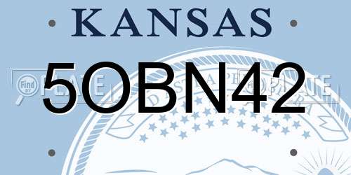 5OBN42 Kansas License Plate