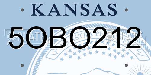 5OBO212 Kansas License Plate