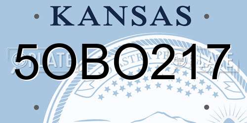 5OBO217 Kansas License Plate