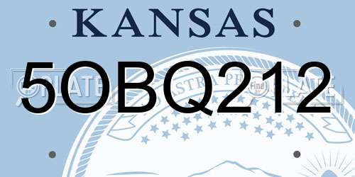 5OBQ212 Kansas License Plate