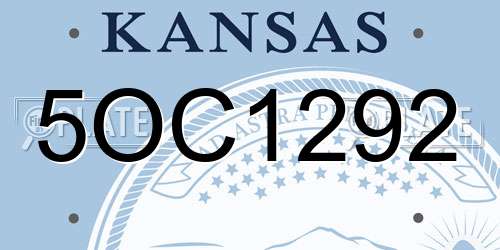 5OC1292 Kansas License Plate