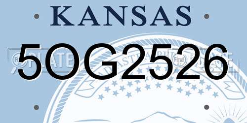 5OG2526 Kansas License Plate
