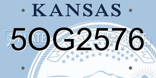 5OG2576 Kansas License Plate