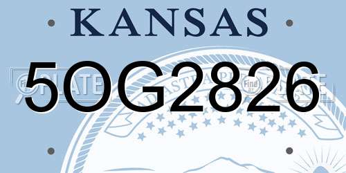 5OG2826 Kansas License Plate