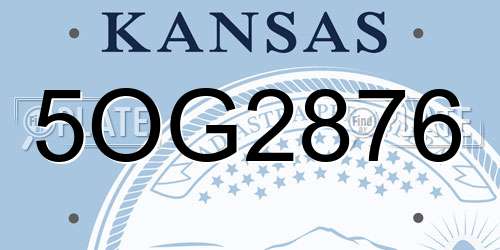 5OG2876 Kansas License Plate
