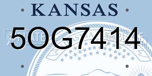 5OG7414 Kansas License Plate