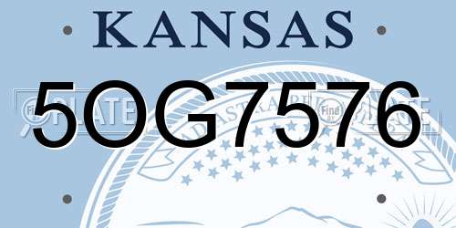 5OG7576 Kansas License Plate