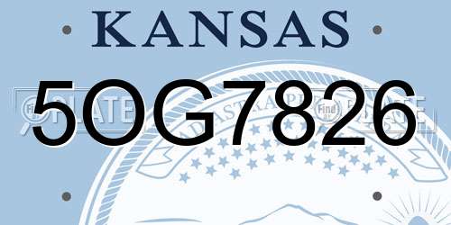 5OG7826 Kansas License Plate