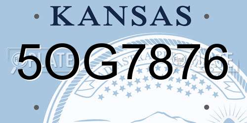 5OG7876 Kansas License Plate