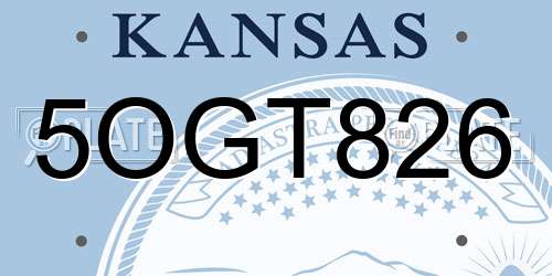 5OGT826 Kansas License Plate