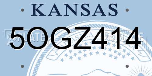 5OGZ414 Kansas License Plate