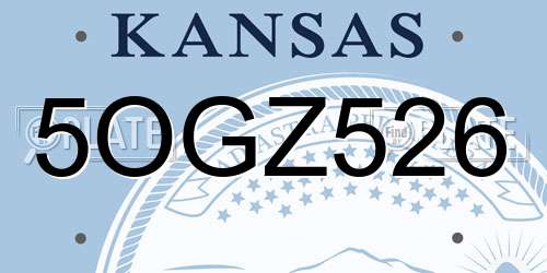 5OGZ526 Kansas License Plate