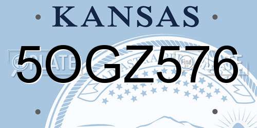 5OGZ576 Kansas License Plate