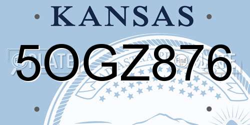 5OGZ876 Kansas License Plate
