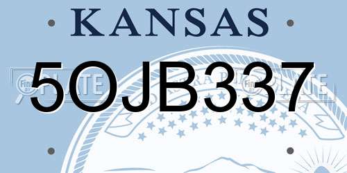 5OJB337 Kansas License Plate