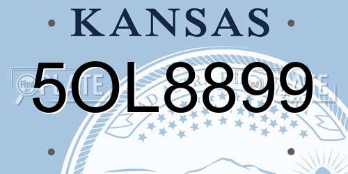 5OL8899 Kansas License Plate