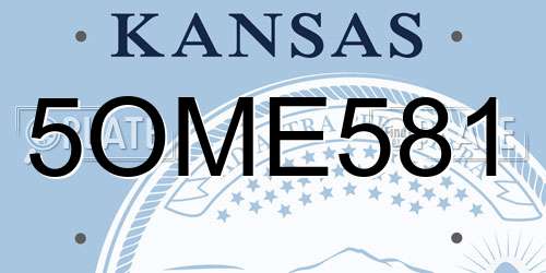 5OME581 Kansas License Plate