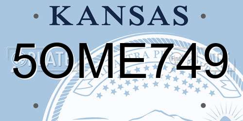 5OME749 Kansas License Plate