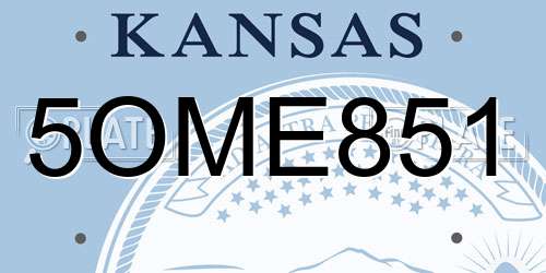 5OME851 Kansas License Plate