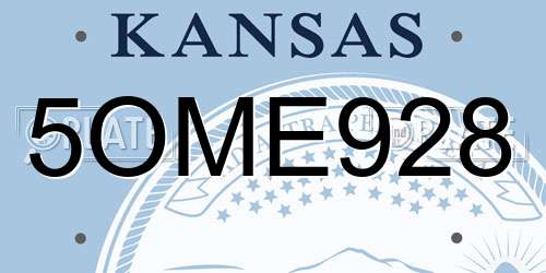 5OME928 Kansas License Plate