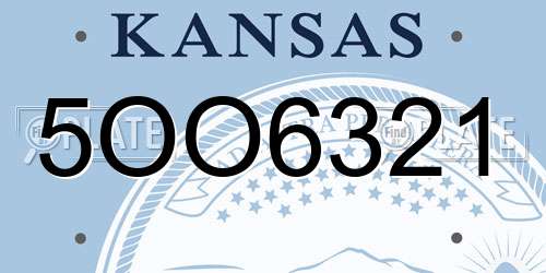 5OO6321 Kansas License Plate