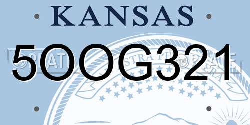 5OOG321 Kansas License Plate