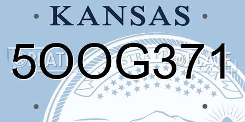 5OOG371 Kansas License Plate