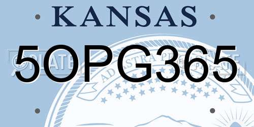 5OPG365 Kansas License Plate