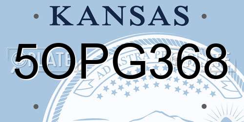 5OPG368 Kansas License Plate