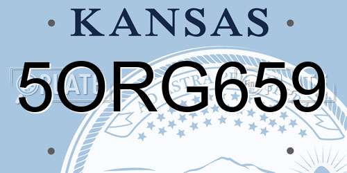 5ORG659 Kansas License Plate