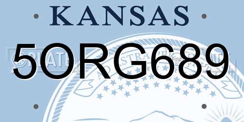 5ORG689 Kansas License Plate