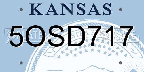 5OSD717 Kansas License Plate