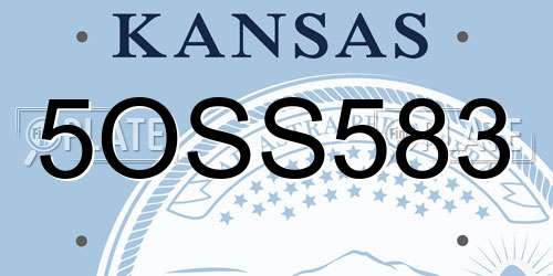 5OSS583 Kansas License Plate
