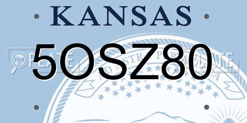 5OSZ80 Kansas License Plate
